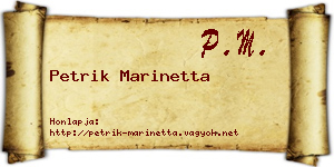 Petrik Marinetta névjegykártya